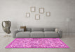 Machine Washable Persian Pink Traditional Rug in a Living Room, wshtr2622pnk