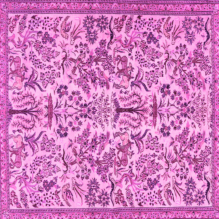 Square Machine Washable Persian Pink Traditional Rug, wshtr2622pnk