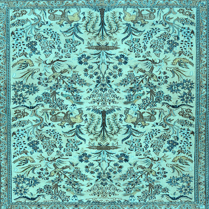Square Machine Washable Persian Light Blue Traditional Rug, wshtr2622lblu