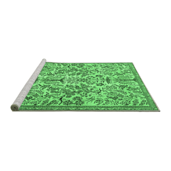 Sideview of Machine Washable Persian Emerald Green Traditional Area Rugs, wshtr2622emgrn