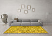 Machine Washable Persian Yellow Traditional Rug in a Living Room, wshtr2622yw