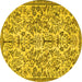 Round Machine Washable Persian Yellow Traditional Rug, wshtr2622yw