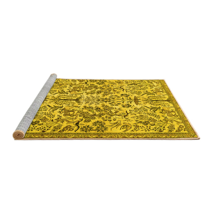Sideview of Machine Washable Persian Yellow Traditional Rug, wshtr2622yw