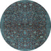 Round Machine Washable Persian Light Blue Traditional Rug, wshtr2623lblu