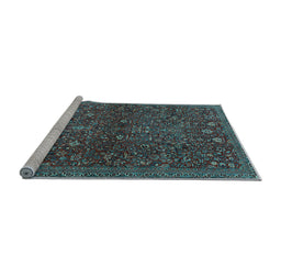 Sideview of Machine Washable Persian Light Blue Traditional Rug, wshtr2623lblu