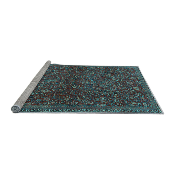 Sideview of Machine Washable Persian Light Blue Traditional Rug, wshtr2623lblu
