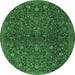 Round Persian Emerald Green Traditional Rug, tr2623emgrn