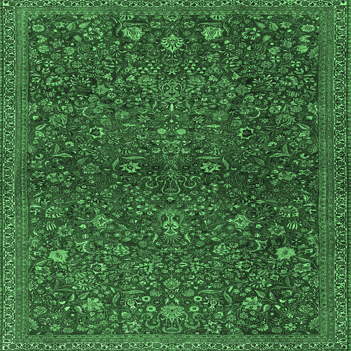 Square Machine Washable Persian Emerald Green Traditional Area Rugs, wshtr2623emgrn