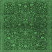 Square Machine Washable Persian Emerald Green Traditional Area Rugs, wshtr2623emgrn