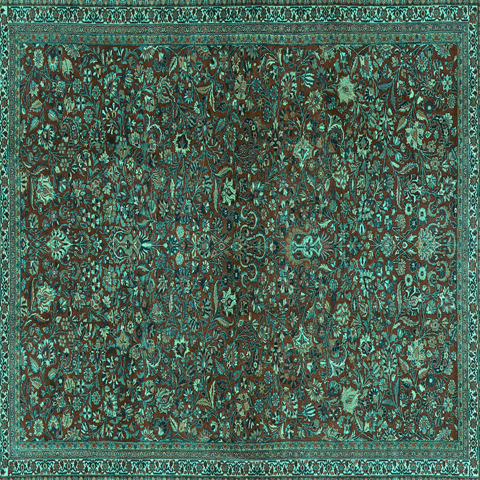 Square Persian Turquoise Traditional Rug, tr2623turq