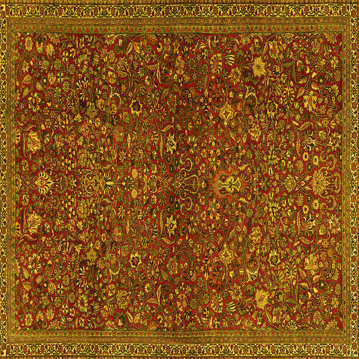 Square Machine Washable Persian Yellow Traditional Rug, wshtr2623yw