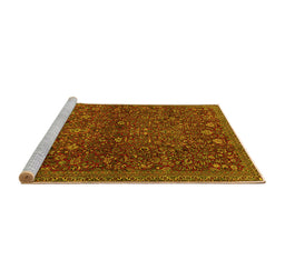 Sideview of Machine Washable Persian Yellow Traditional Rug, wshtr2623yw