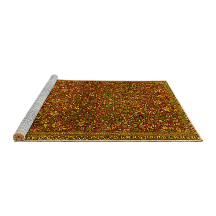 Sideview of Machine Washable Persian Yellow Traditional Rug, wshtr2623yw