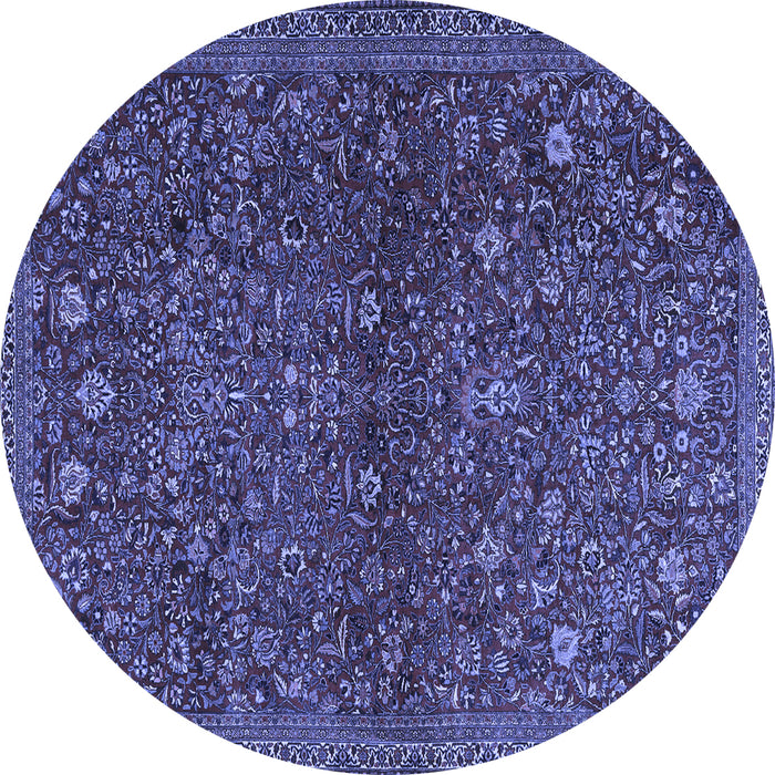 Round Persian Blue Traditional Rug, tr2623blu