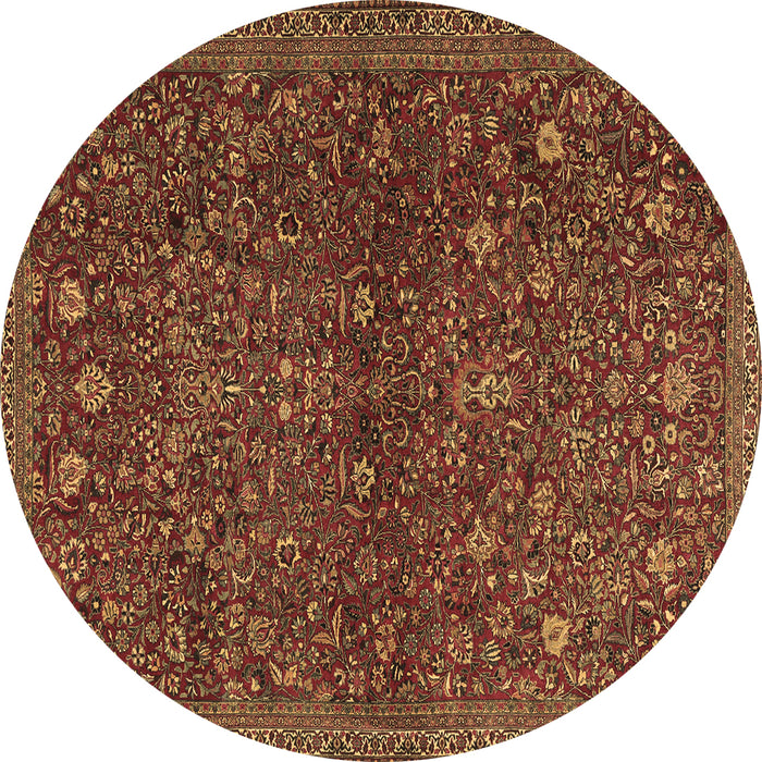 Round Persian Brown Traditional Rug, tr2623brn