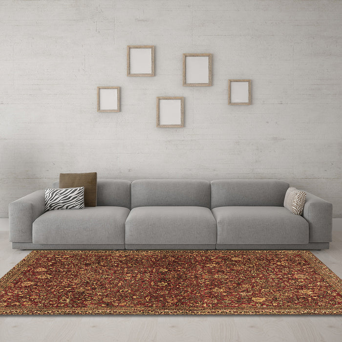 Machine Washable Persian Brown Traditional Rug in a Living Room,, wshtr2623brn