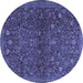 Round Machine Washable Persian Blue Traditional Rug, wshtr2623blu