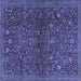 Square Machine Washable Persian Blue Traditional Rug, wshtr2623blu