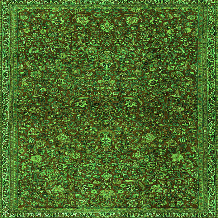 Round Machine Washable Persian Green Traditional Area Rugs, wshtr2623grn