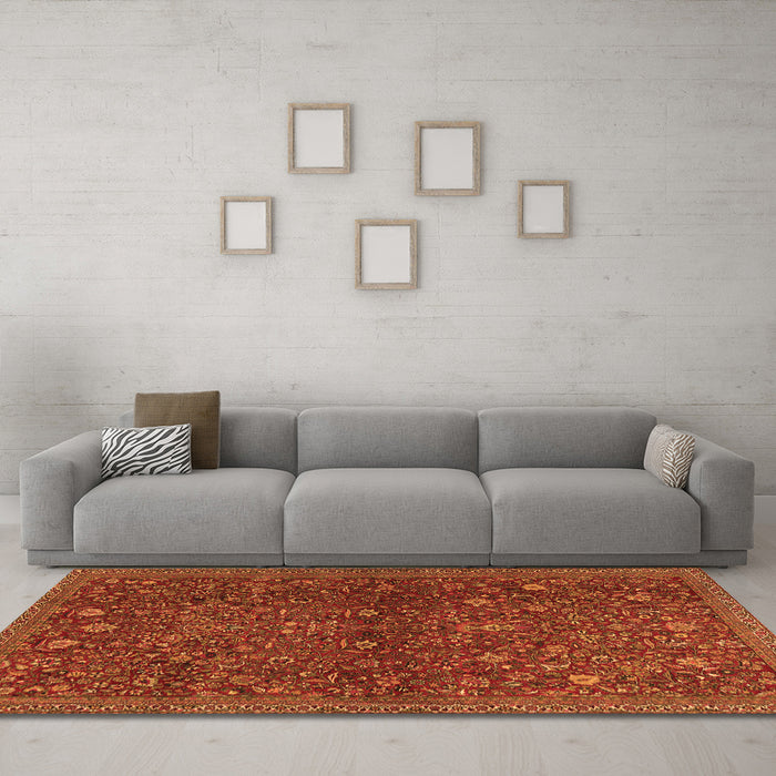Machine Washable Persian Orange Traditional Area Rugs in a Living Room, wshtr2623org