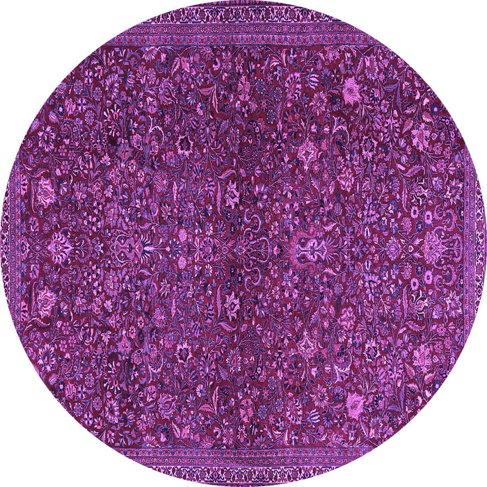Round Machine Washable Persian Purple Traditional Area Rugs, wshtr2623pur