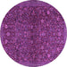 Round Machine Washable Persian Purple Traditional Area Rugs, wshtr2623pur