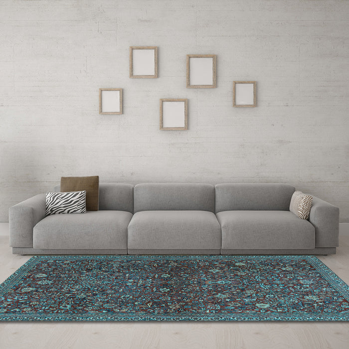 Machine Washable Persian Light Blue Traditional Rug in a Living Room, wshtr2623lblu