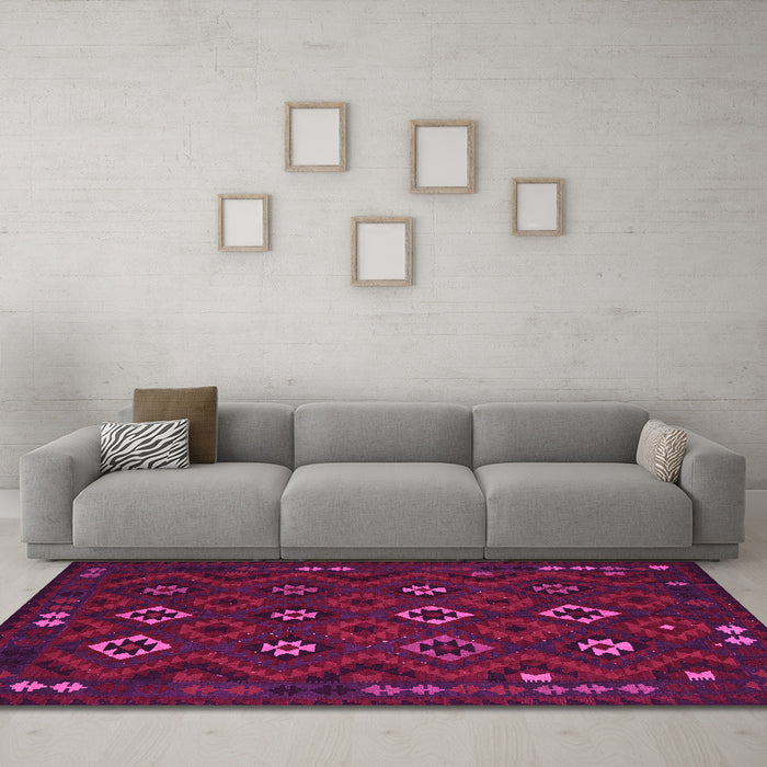 Machine Washable Southwestern Pink Country Rug in a Living Room, wshtr2624pnk