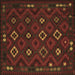 Square Machine Washable Southwestern Brown Country Rug, wshtr2624brn