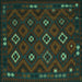 Square Southwestern Turquoise Country Rug, tr2624turq