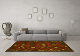 Machine Washable Southwestern Yellow Country Rug in a Living Room, wshtr2624yw
