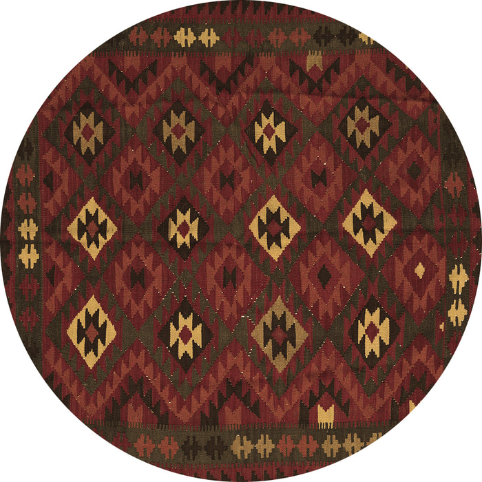 Round Southwestern Brown Country Rug, tr2624brn