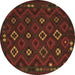 Round Southwestern Brown Country Rug, tr2624brn