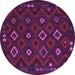 Round Southwestern Purple Country Rug, tr2624pur