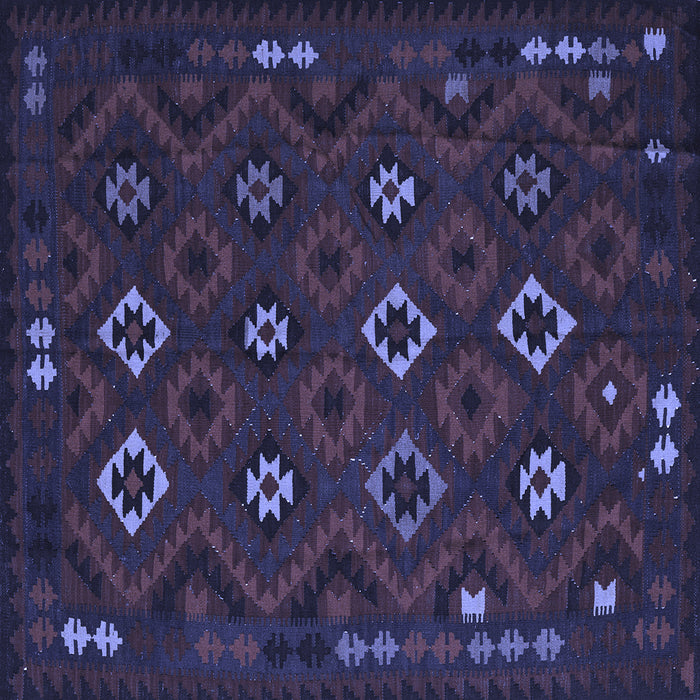 Square Machine Washable Southwestern Blue Country Rug, wshtr2624blu