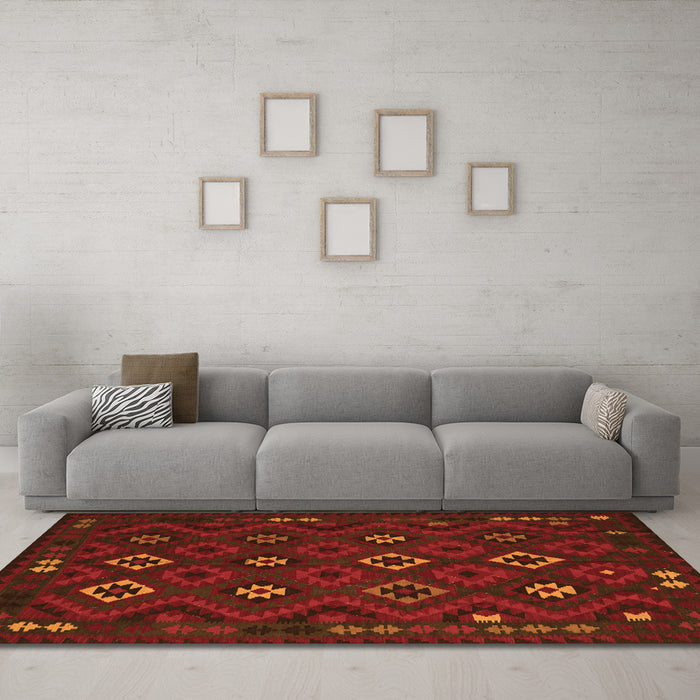 Machine Washable Southwestern Orange Country Area Rugs in a Living Room, wshtr2624org