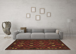 Machine Washable Southwestern Brown Country Rug in a Living Room,, wshtr2624brn