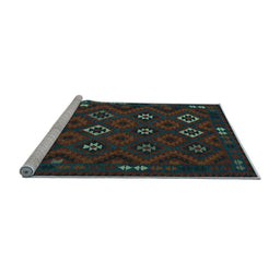 Sideview of Machine Washable Southwestern Light Blue Country Rug, wshtr2624lblu