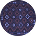 Round Southwestern Blue Country Rug, tr2624blu