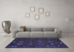 Machine Washable Southwestern Blue Country Rug in a Living Room, wshtr2624blu
