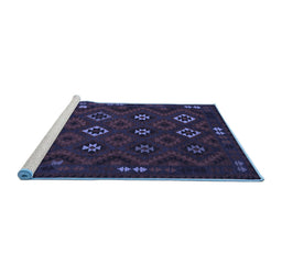 Sideview of Machine Washable Southwestern Blue Country Rug, wshtr2624blu
