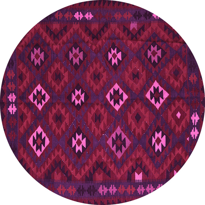 Round Machine Washable Southwestern Pink Country Rug, wshtr2624pnk