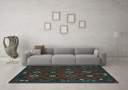 Machine Washable Southwestern Light Blue Country Rug in a Living Room, wshtr2624lblu