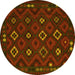 Round Machine Washable Southwestern Yellow Country Rug, wshtr2624yw