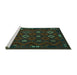 Sideview of Machine Washable Southwestern Turquoise Country Area Rugs, wshtr2624turq