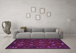 Machine Washable Southwestern Purple Country Area Rugs in a Living Room, wshtr2624pur