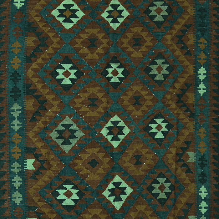 Machine Washable Southwestern Turquoise Country Area Rugs, wshtr2624turq