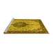 Sideview of Machine Washable Medallion Yellow Traditional Rug, wshtr2625yw