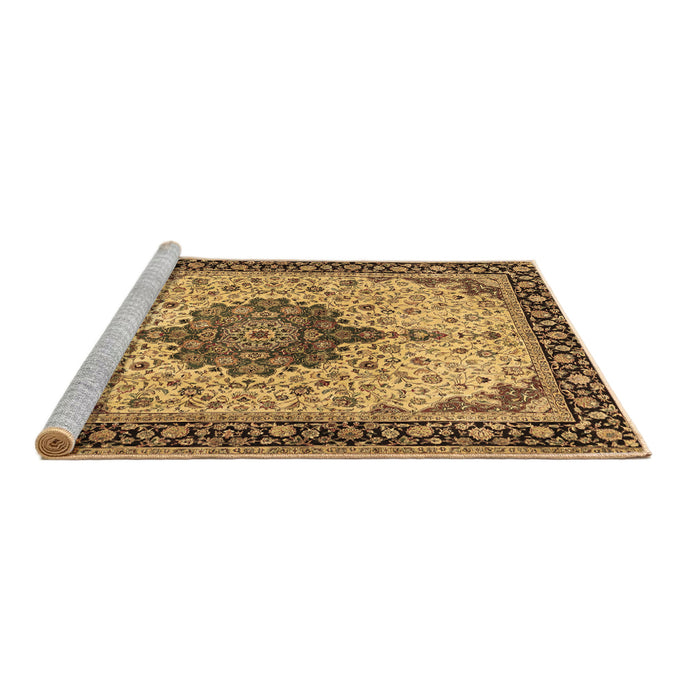 Sideview of Machine Washable Medallion Brown Traditional Rug, wshtr2625brn