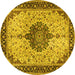 Round Machine Washable Medallion Yellow Traditional Rug, wshtr2625yw